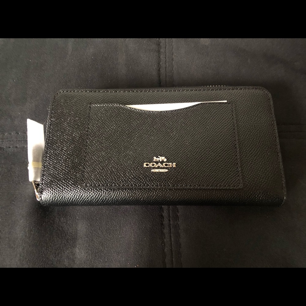 NWT Black leather coach wallet